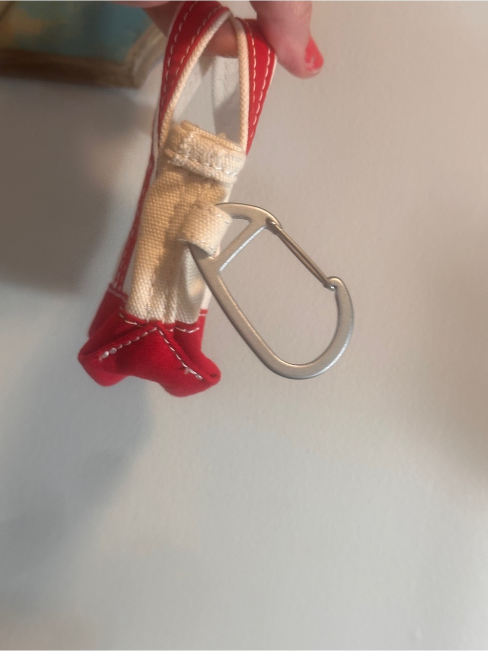 L.L. Bean Canvas Tote Charm in Red and Cream - Picture 8 of 9